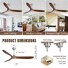 Large 60 Inch Modern Ceiling Fan No Light Silver DC Motor 3 Solid Wood Blades Ceiling Fan With Remote Control Farmhouse Ceiling Fans - 2 of 4