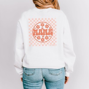 Simply Sage Market S.W.Smiley Checkered Mama Flowers Front and Back Print Sweatshirt - 1 of 4