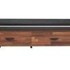 Royal Hampton Metal Framed Wooden TV Stand Straight with Two Drawers and Open Shelf, Black and Brown - 4 of 4