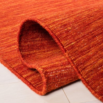 Handmade Red and Rust Wool Cotton 4' x 6' Area Rug