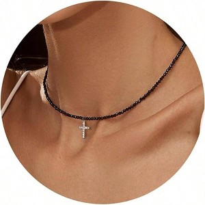 Gold Cross Necklaces for Women, Dainty Choker with Small Pendant Gift - 1 of 4