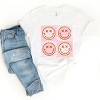 Simply Sage Market S.W.Smiley Pink Four Square Smiley Face Short Sleeve Tee - XL - White - 3 of 4