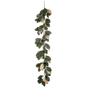 Transpac Fabric 60 in. Multicolor Autumn Accented Magnolia Garland - 1 of 2