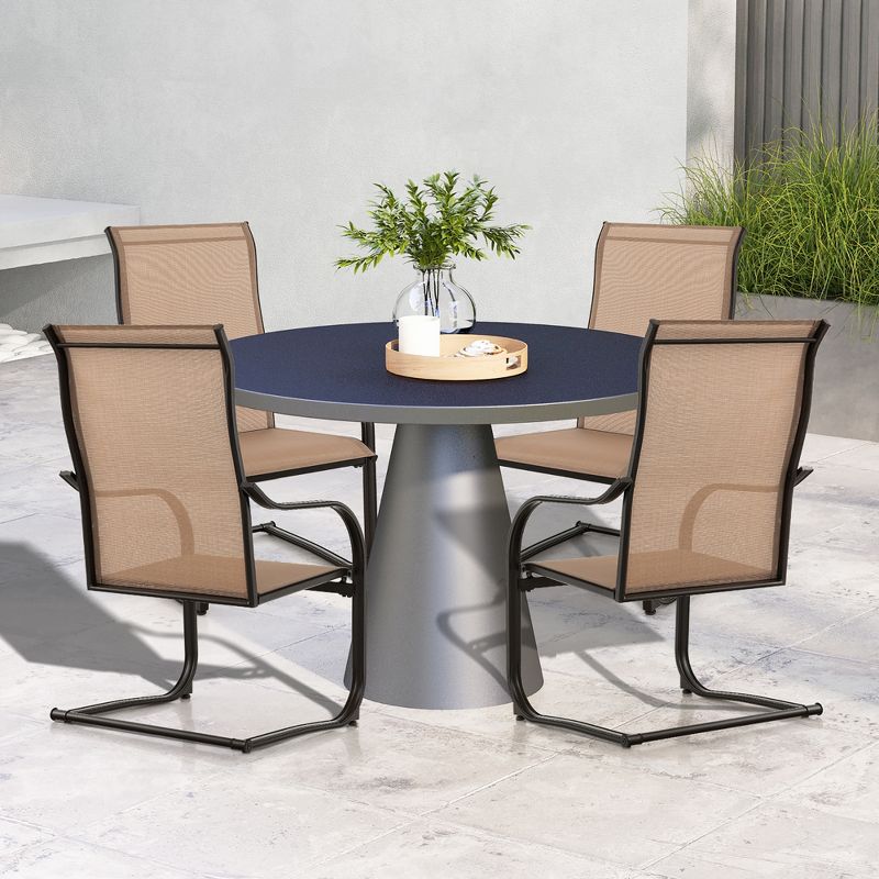 Tangkula 4PCS Outdoor Dining Chairs Patio C-Spring Motion w/ Cozy & Breathable Seat Fabric, 2 of 11