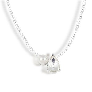EVRY JEWELS WATERPROOF Gold or Silver Plated Toi et Moi Necklace - 1 of 3