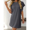 Women Summer T Shirt Dress Ruched Sleeve Crew Neck Loose Mini Dress Basic Casual Dresses - 3 of 4
