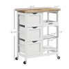 Aghana Digitals Black Rolling Kitchen Island Cart with Wood Top, 3 Drawers, 3 Shelves & Removable - 4 of 4