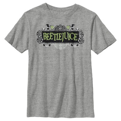 Boy's Beetlejuice Classic Green Logo  T-Shirt - Athletic Heather - Large