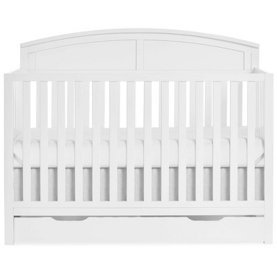 Image of Dream On Me Storybrooke 5-in-1 Convertible Crib with Under Drawer In White, JPMA & Greenguard Gold Certified