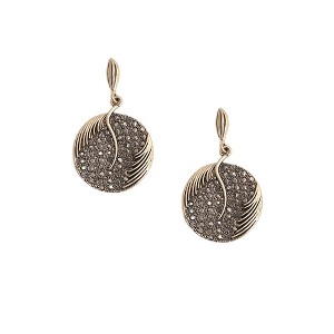 SOHI Women's Antique Silver Circular Textured Drop Earrings - 1 of 4