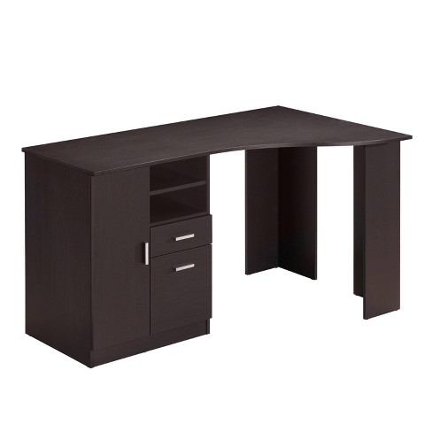 Classic Office Desk With Storage, Espresso Office Desk