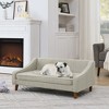 COWLOWN Gray Durable Elevated Dog Sofa Bed,Pet sofa with modern irregular armrest design,Comfortable soft dog sofa - 3 of 4