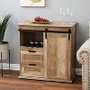 LuxenHome Natural Oak Finish Manufactured Wood Wine and Storage Cabinet Brown - 3 of 4