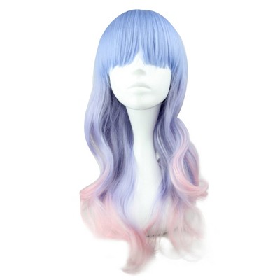 Unique Bargains Women Halloween Curly Human Hair Wigs 22" with Wig Cap