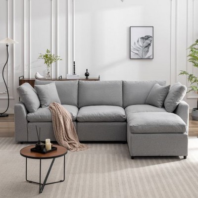 Modern Sectional Sofa, Down Filled Upholstery Convertible Sectional Sofa Couch for Living Room, Modular L-Shape Sofa Couch with Reversible Chaise