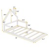 CAVINAS Twin Size Bed Frame, Wooden Bed with House-shaped Headboard for Children, Floor Platform Bed - 3 of 4