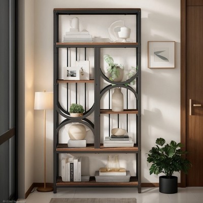 Hommoo 5-Tier Industrial Bookshelf Brown
