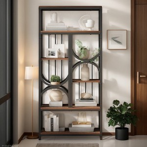 Hommoo 5-Tier Industrial Bookshelf Brown - 1 of 4