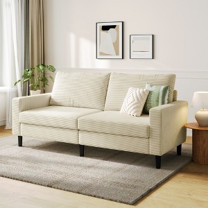 79'' Corduroy Loveseat Sofa, Adjustable Deep Seat Couch for Living Room, Bedroom, or Office - 1 of 4