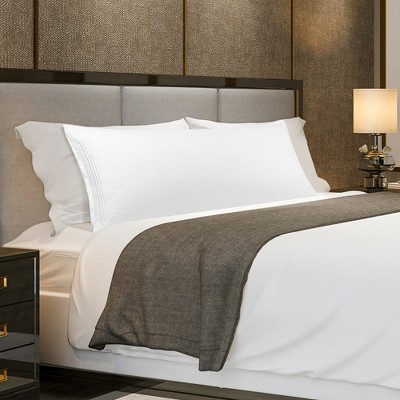 White Microfiber Embroidered Body Pillowcase with Zipper Closure