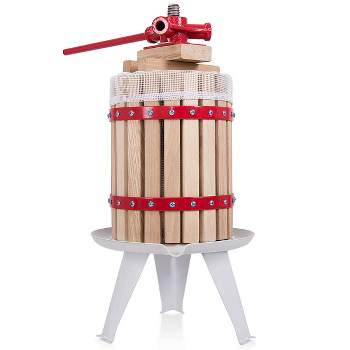 Costway 1.6 Gallon Fruit Wine Press Cider Apple Grape Crusher Juice Maker Tool Wood