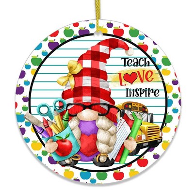 Teach Love Inspire Gnome Christmas Ornament| OrnamentallyYou