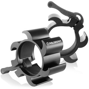 Philosophy Gym Locking Aluminum Barbell Collars, Anti-Slip 2" Olympic Weight Clamps - Quick Release Collar Clips Pair - 1 of 4
