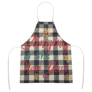 Unique Bargains Christmas Aprons Linen Black Beige Red Green 21.65"x26.77" 1 Pc - 1 of 4