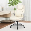 Costway Ergonomic Office Chair PU Leather Executive Swivel with Flip-up Armrests Brown/White/Black - 2 of 4