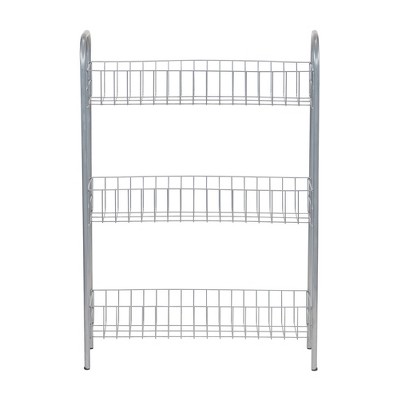 Household Essentials Slim Storage Cart, 3 Shelf Storage Cart with Wheels, Silver
