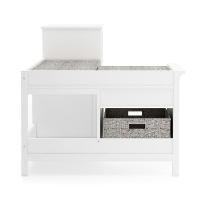 Creamy White Wooden Kids' Corner Reading Nook with Storage Cubes