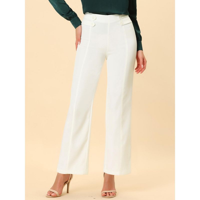 Allegra K Women's High Waisted Straight Leg Solid Color Business Work Pants, 2 of 6