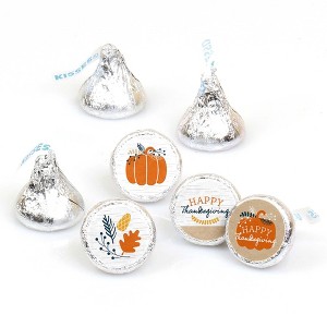 Big Dot of Happiness Happy Thanksgiving - Fall Harvest Party Round Candy Sticker Favors - Labels Fits Chocolate Candy (1 sheet of 108) - 1 of 4