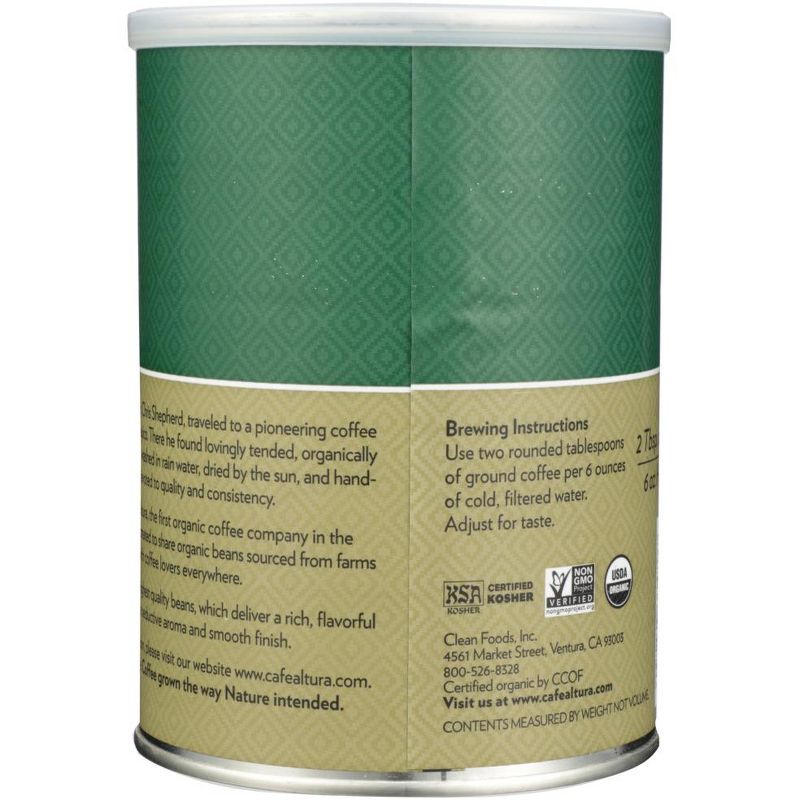 Cafe Altura Organic Ground Coffee French Roast - Case of 6/12 oz Canisters, 3 of 6