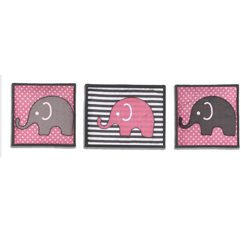 Bacati - Elephants Pink/Fuschia/Gray 10 pc Crib Bedding Set with Long Rail Guard Cover, 5 of 12