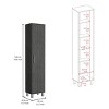 FURNIinspire Utility Storage Cabinets Storage Cabinet, Kitchen Cabinets, Tall Cabinet With Door For Bathroom, Living Room, Brown, 11.7"*15.7"*70.8" - 3 of 4