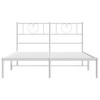 vidaXL Full Metal Bed Frame with Headboard, Sturdy Steel, White, No Mattress - 4 of 4