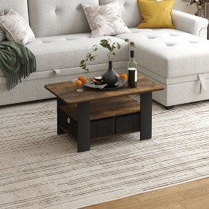 HOMLUX 31" Coffee Table Modern Living Room Furniture with Storage Bin Drawer & Open Shelf - 1 of 4