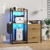 38" File Cabinet with Charging Station, Large 3-Tier Printer Table with Storage Shelf & Drawers,Office Desk Organizer for Fax Machine, Shredder - 4 of 4