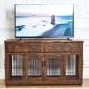 2 Rooms Dog Crate Furniture, Wooden Dog Crate Table with 2 Drawers & 5-Doors, Indoor Dog Kennel, Dog House, Dog Cage, TV Stand - 4 of 4