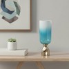 HomeRoots 18" Blue White And Gold Ombre Glass And Aluminum Pedestal Table Vase - 2 of 4