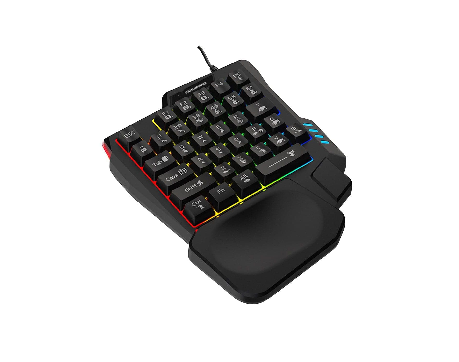 SAHARA - Ergonomic Wired Gaming Keyboard - LED Rainbow Backlight, 35-Key | Ultima Series | Black