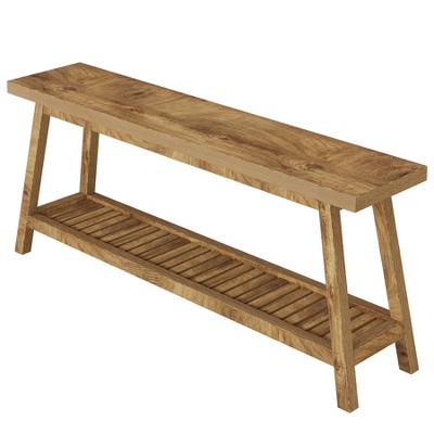 Dexmalle Solid Wood Narrow Long Farmhouse Console Table, Living Room