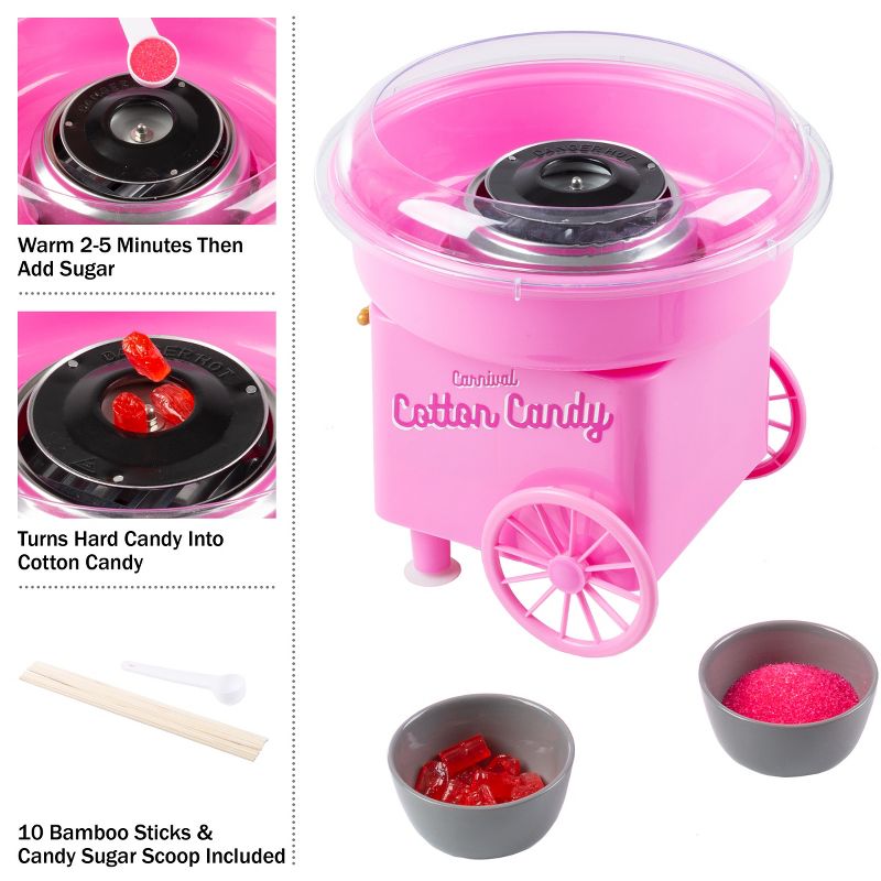 Great Northern Popcorn Countertop Cotton Candy Machine With Scoop and 10 Serving Sticks – Pink, 3 of 13
