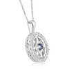 Pompeii3 5/8Ct Blue Sapphire & Diamond Circle Pendant 15mm White Gold Women's Necklace - 2 of 4
