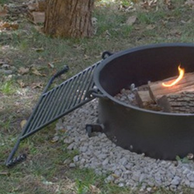 Heavy-Duty Black Steel Fire Pit with Swivel Cooking Grate