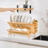 KTMBDW Bamboo Dish Drying Rack, 2 Tier Collapsible Dish Rack with Utensil Holder, Wooden Dish Drying Rack for Kitchen Counter, Dish Drainer, Natural - 4 of 4