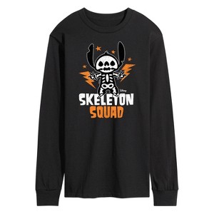 Men's - Lilo and Stitch - Halloween Skeleton Squad Long Sleeve Graphic T-Shirt - 1 of 4