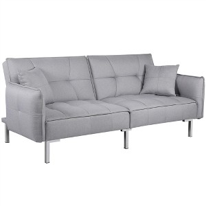 Yaheetech Fabric Futon Sofa Bed with Armrest Adjustable Backrest For Living Room - 1 of 4