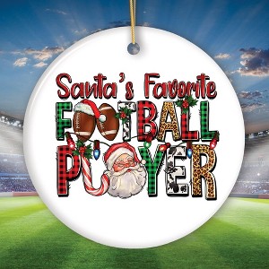 Santa’s Favorite Football Player Festive Plaid Christmas Ornament| OrnamentallyYou - 1 of 4